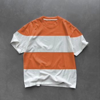 Erkek  Kısa kol  Bisiklet Yaka Parçalı T-Shirt - Turuncu